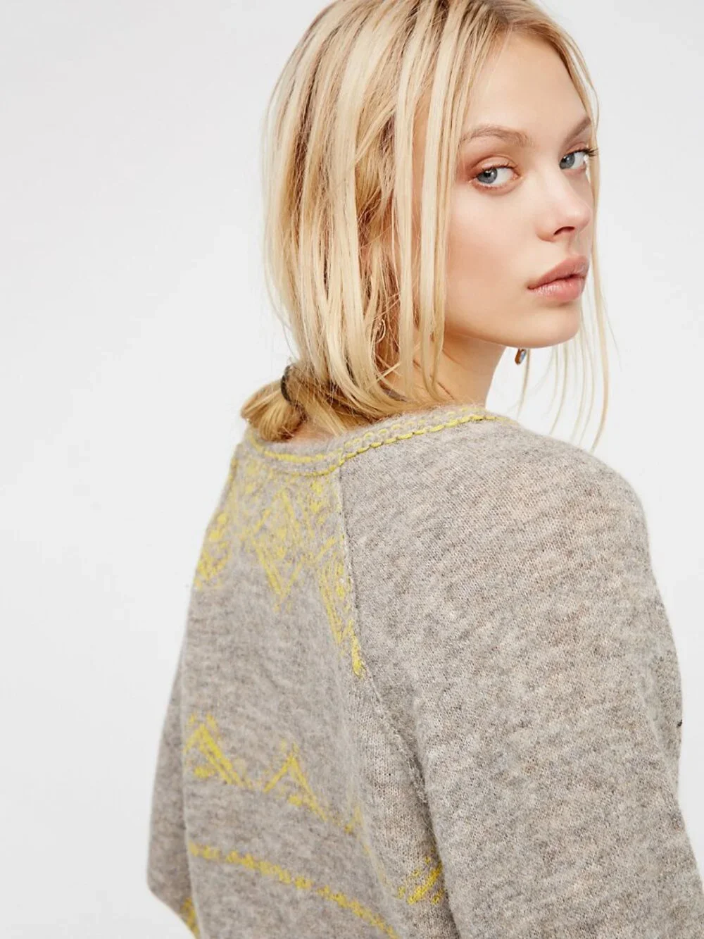 Free People Hidden Valley Pullover in Grey Combo - sz L